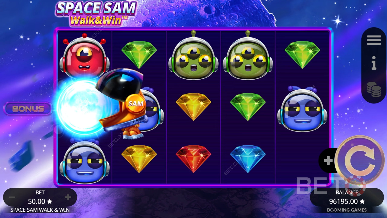 مراجعة لعبة Space Sam Walk and Win من BETO Slots