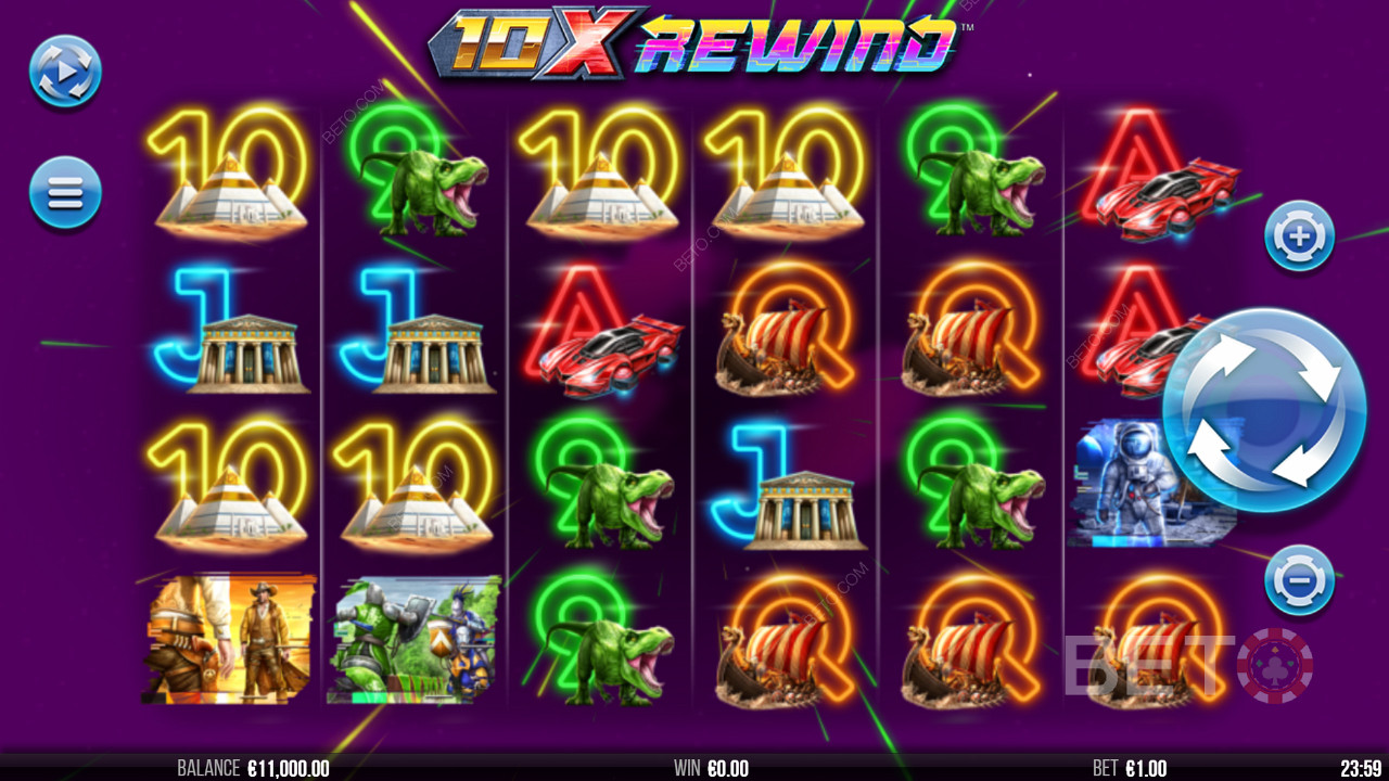 استمتع بموضوع مستقبلي في فتحة 10x Rewind