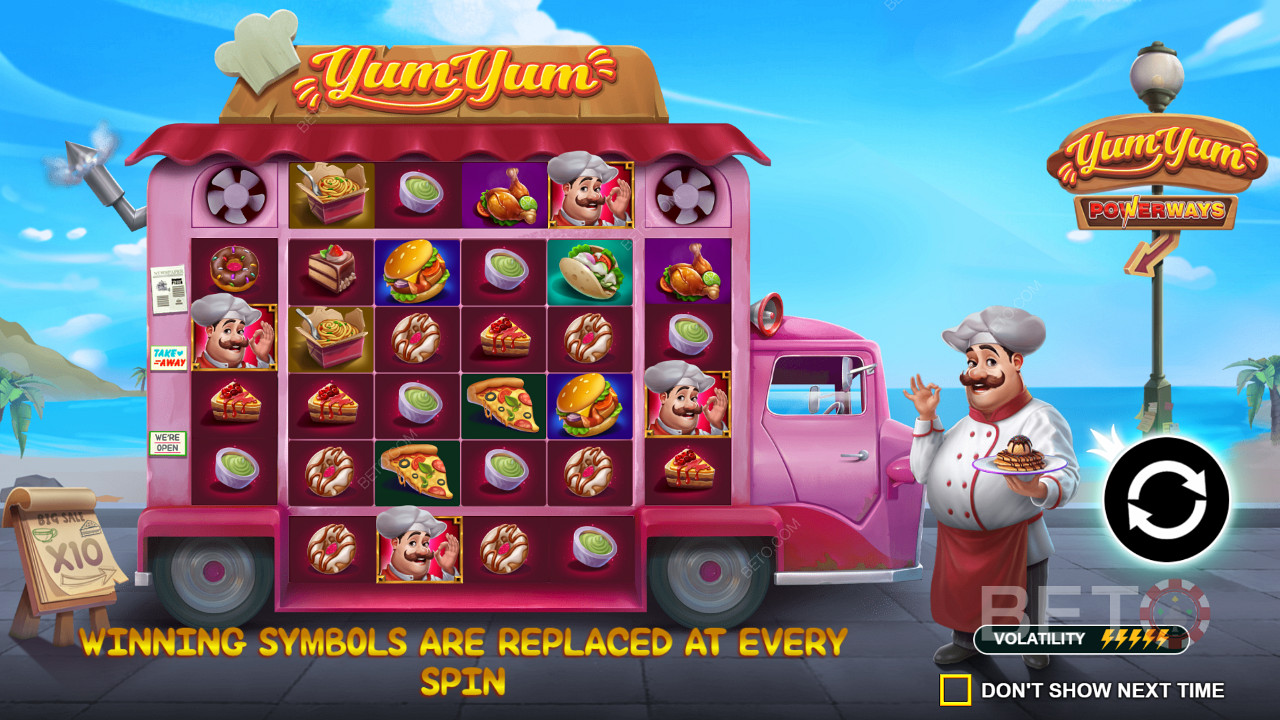 ميزة استبدال الرمز الفائز في Yum Yum Powerways