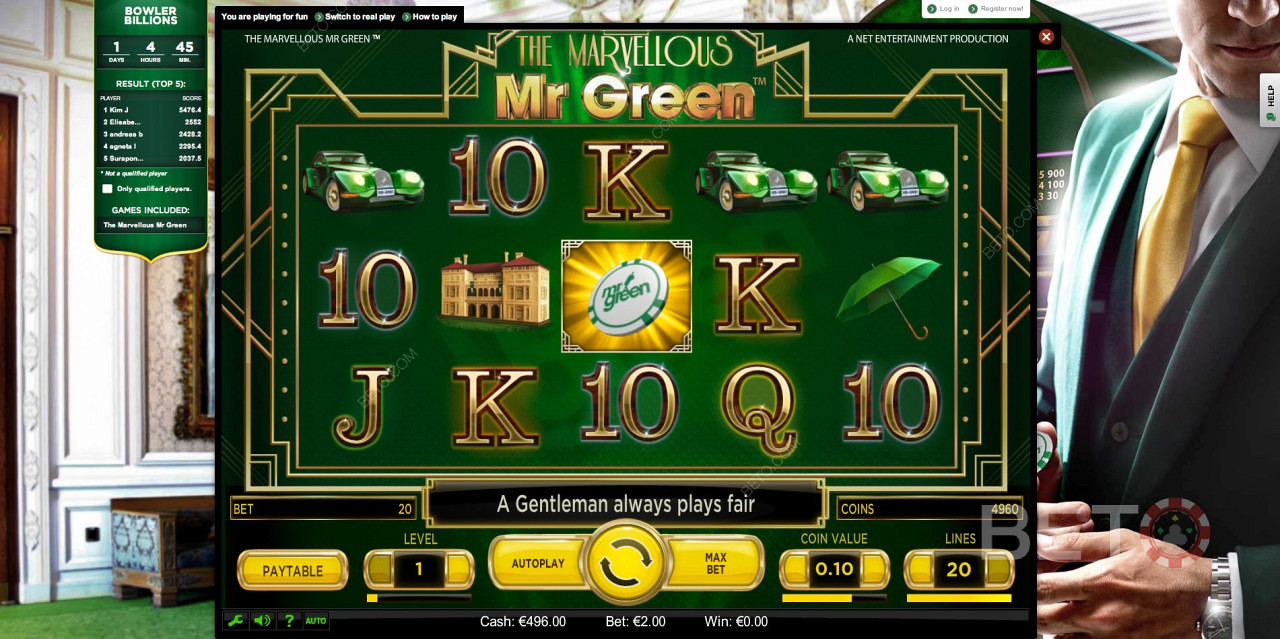 أفضل مكان على الإنترنت للعب ماكينات القمار عبر الإنترنت هو موقع Mr Green للألعاب.
