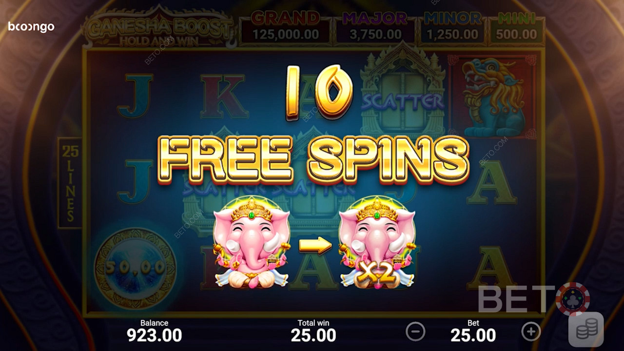 اهبط 3 ينثر وأطلق 10 دورات مجانية في فتحة Ganesha Boost Hold and Win