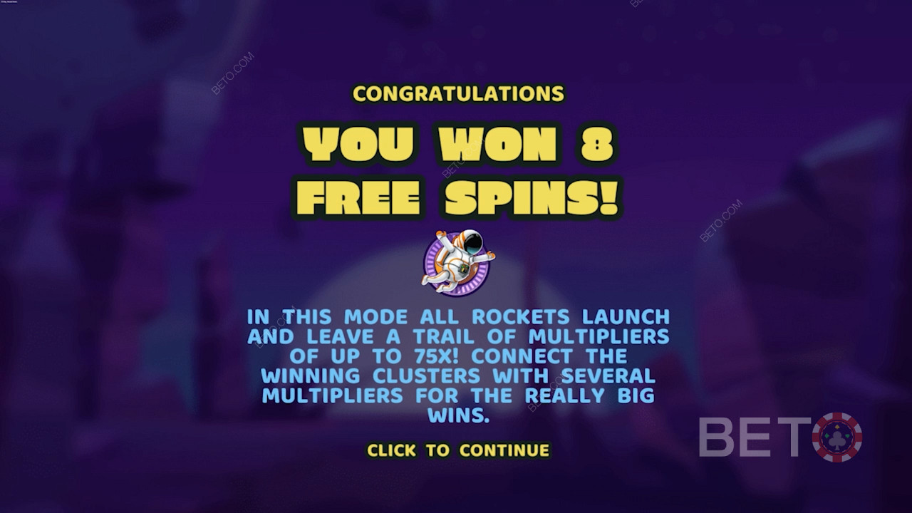 يؤدي هبوط 3 رموز فضاء إلى تشغيل وضع لعبة Free Spins في ماكينة القمار هذه