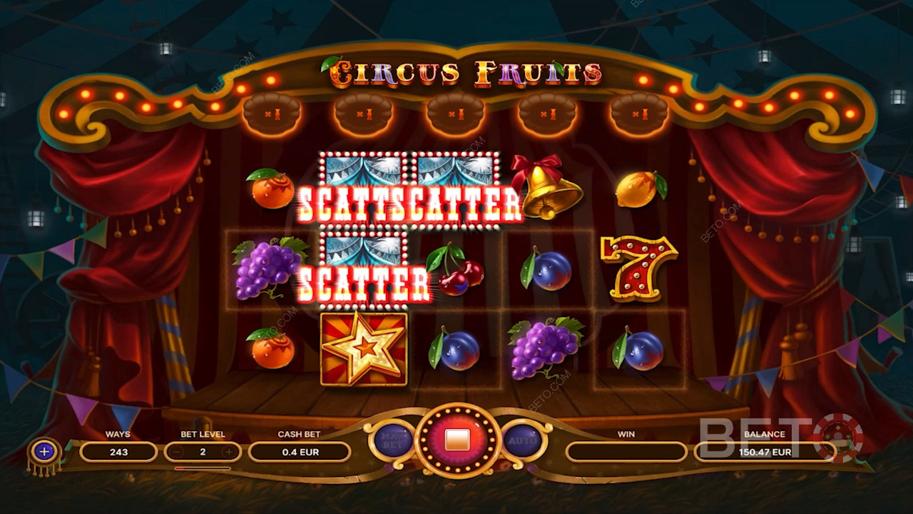 رموز مبعثر الهبوط في Circus Fruits