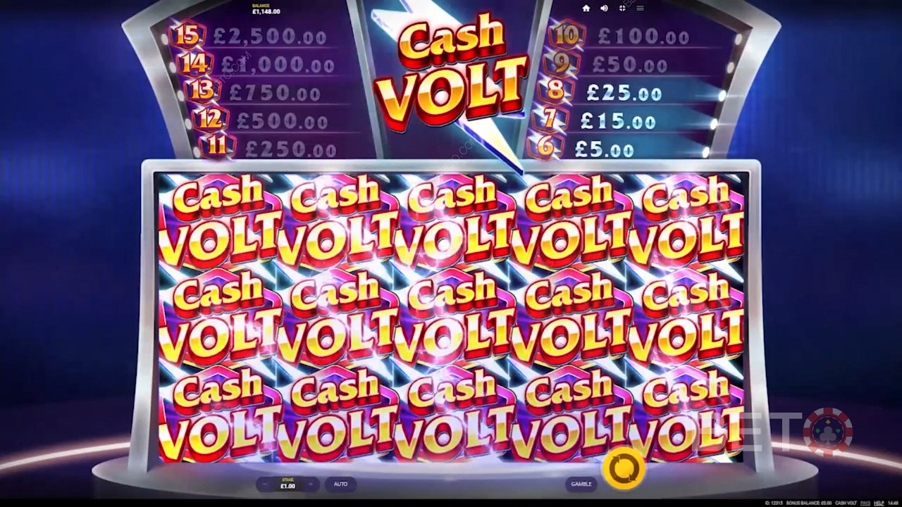 يمكن أن يشغل رمز Super Cash Volt مواقع 2x2 أو 3x3 عبر البكرات