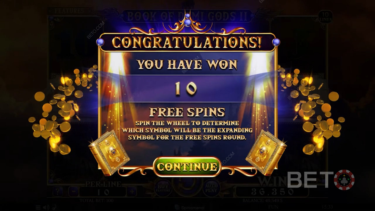 قام التعديل بتحميل مكافأة Free Spins لـ Book Of Demi Gods 2