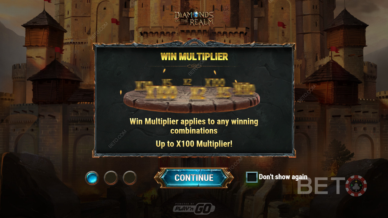 يمكنك بشكل عشوائي تشغيل زيادة Win Multiplier بين x2 إلى x100 في أي وقت
