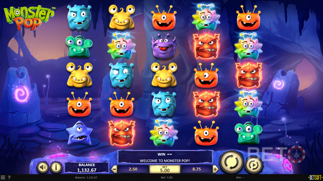 استمتع بموضوع ترفيهي ورموز ملتوية في فتحة Monster Pop على الإنترنت