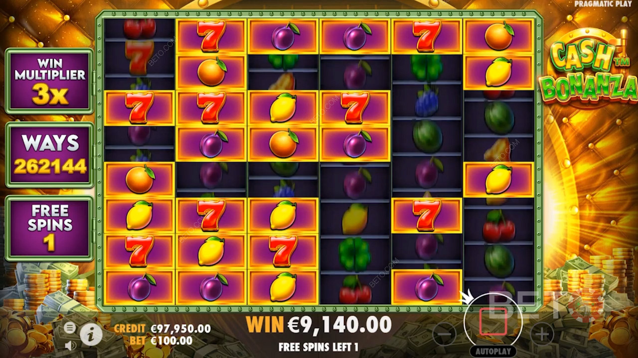 مرئيات جذابة في Cash Bonanza