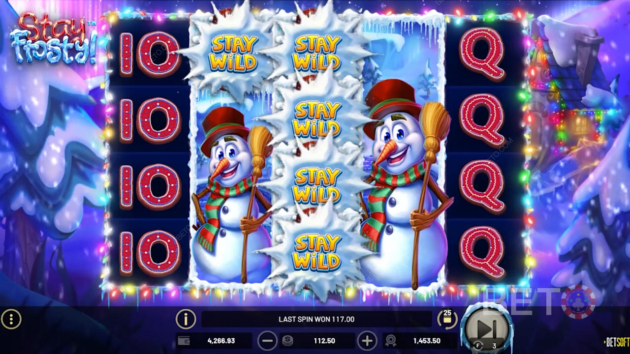 شبكة ألعاب واسعة في Stay Frosty! مع 5 بكرات و 4 صفوف