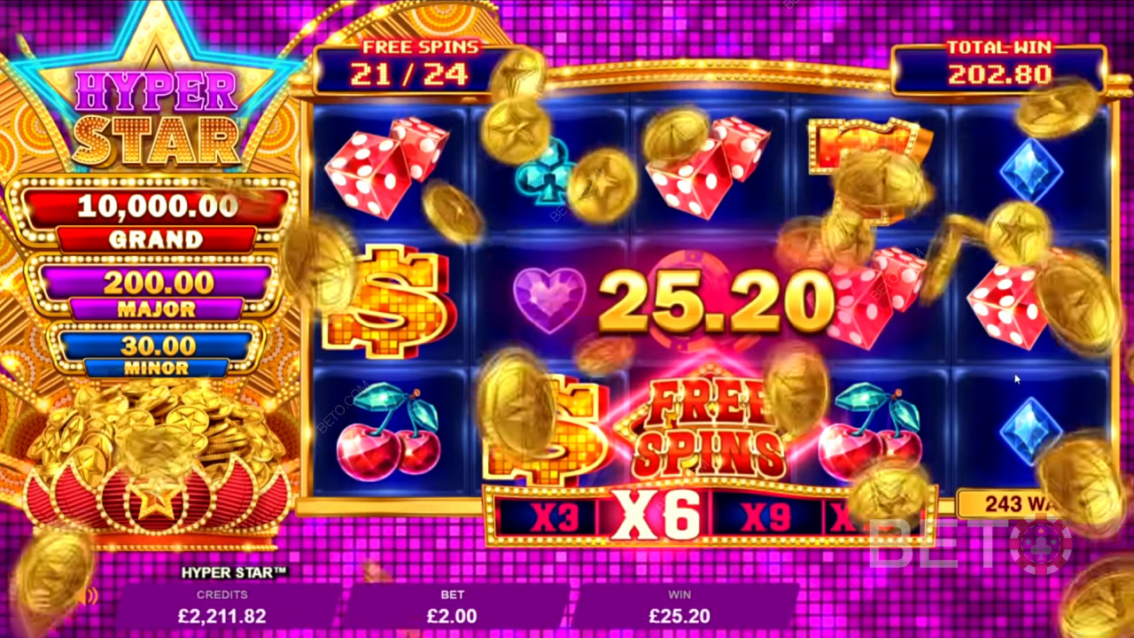اربح مكافآت تصل قيمتها إلى 7250 ضعف المخاطر في فتحة Hyper Star