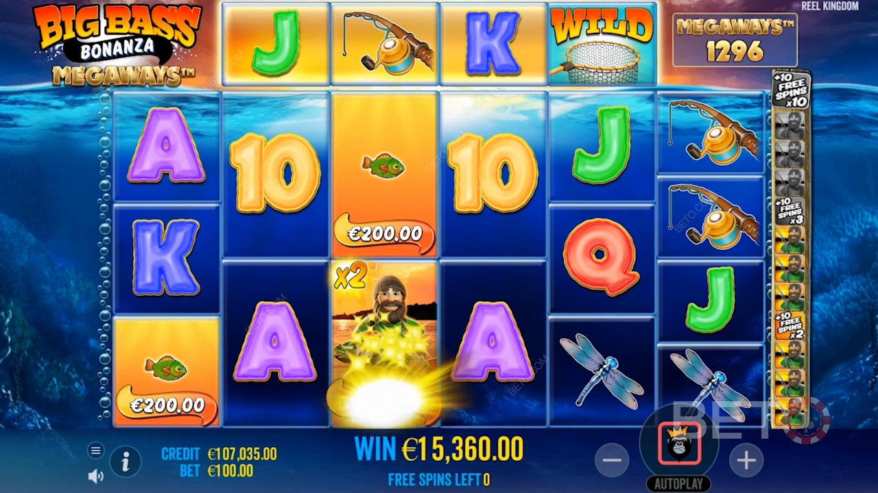 اجمع رموز Fisherman و Retrigger Free Spins في فتحة Big Bass Bonanza Megaways
