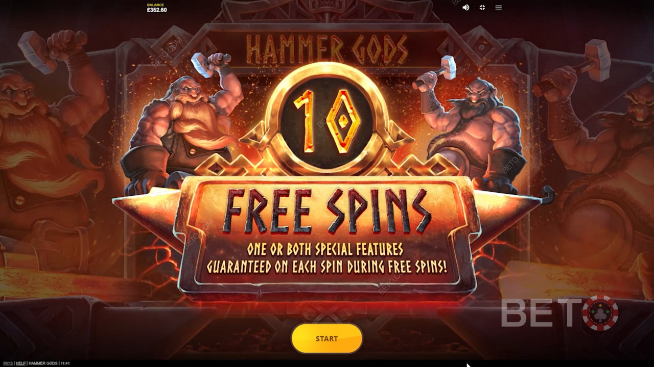 استمتع بـ 10 دورات مجانية في ماكينة القمار Hammer Gods
