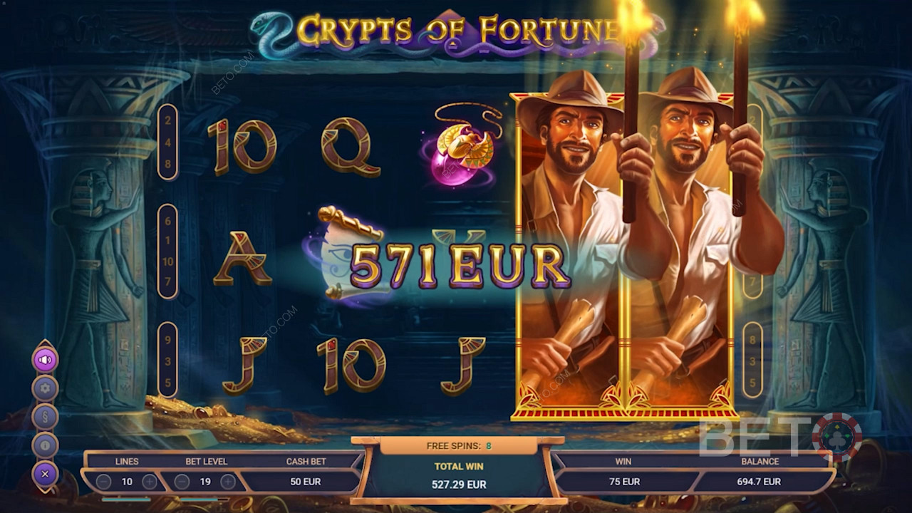 استمتع بتوسيع الرموز في Free Spins في فتحة Crypts of Fortune