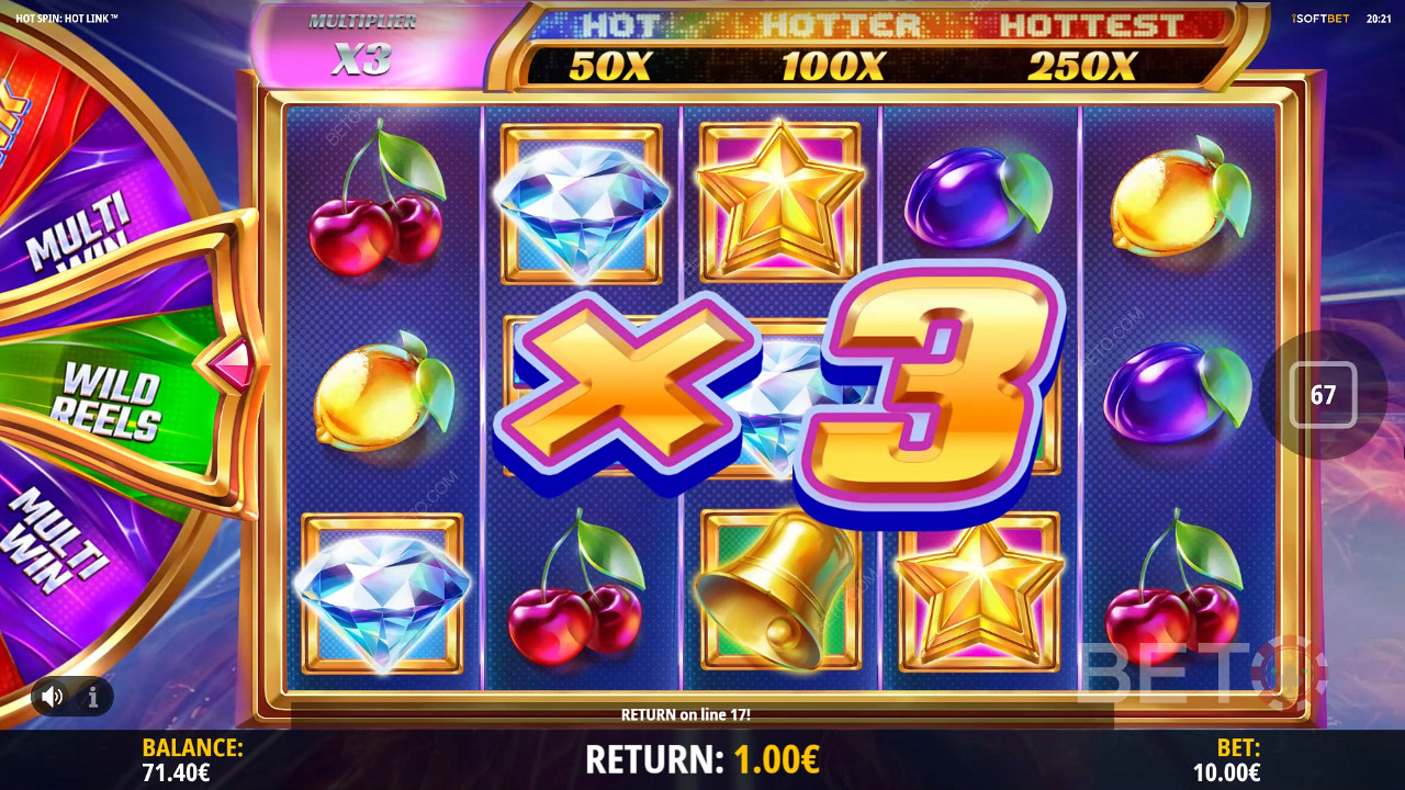 الفوز بالمضاعفات في Hot Spin Hot Link