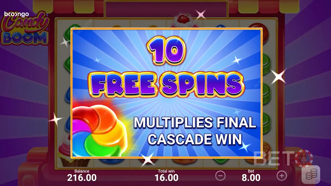 الفوز بمكافآت الدورات المجانية في Candy Boom