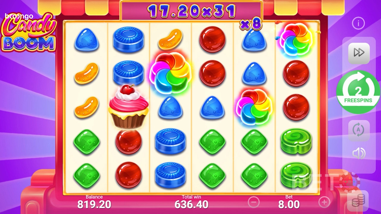 شبكة واسعة لانتصارات الكتلة في Candy Boom