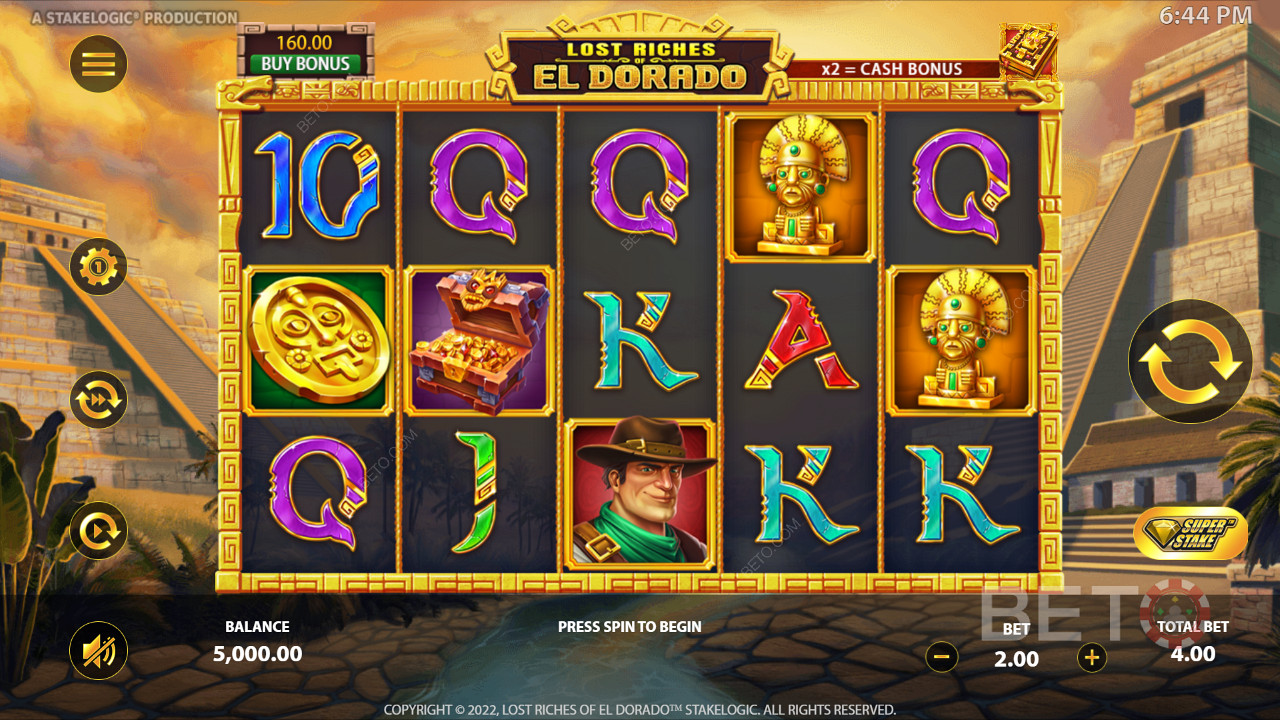 الذهب هو العنصر الأساسي المستخدم في Lost Riches of El Dorado