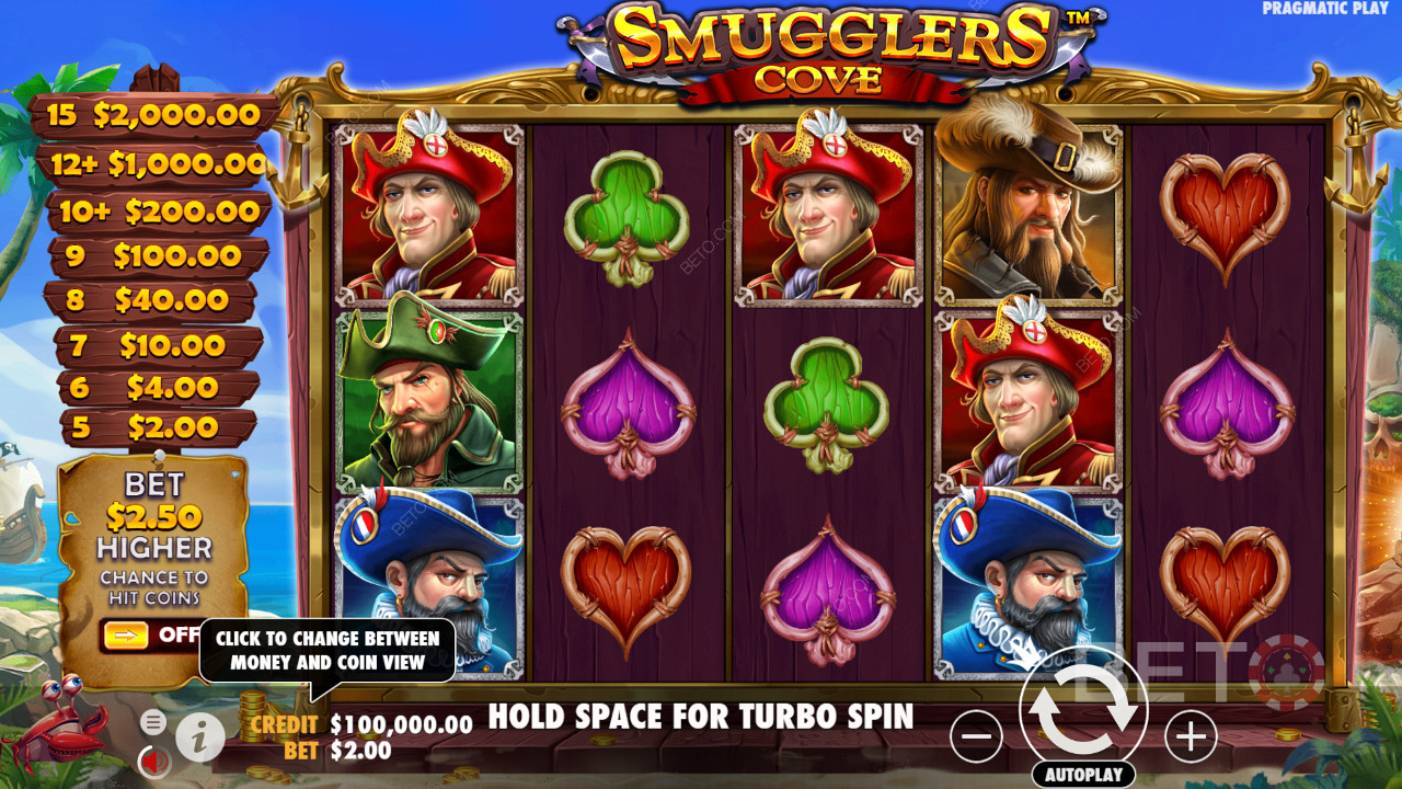 قراصنة ملونون على شبكة لعب Smugglers Cove