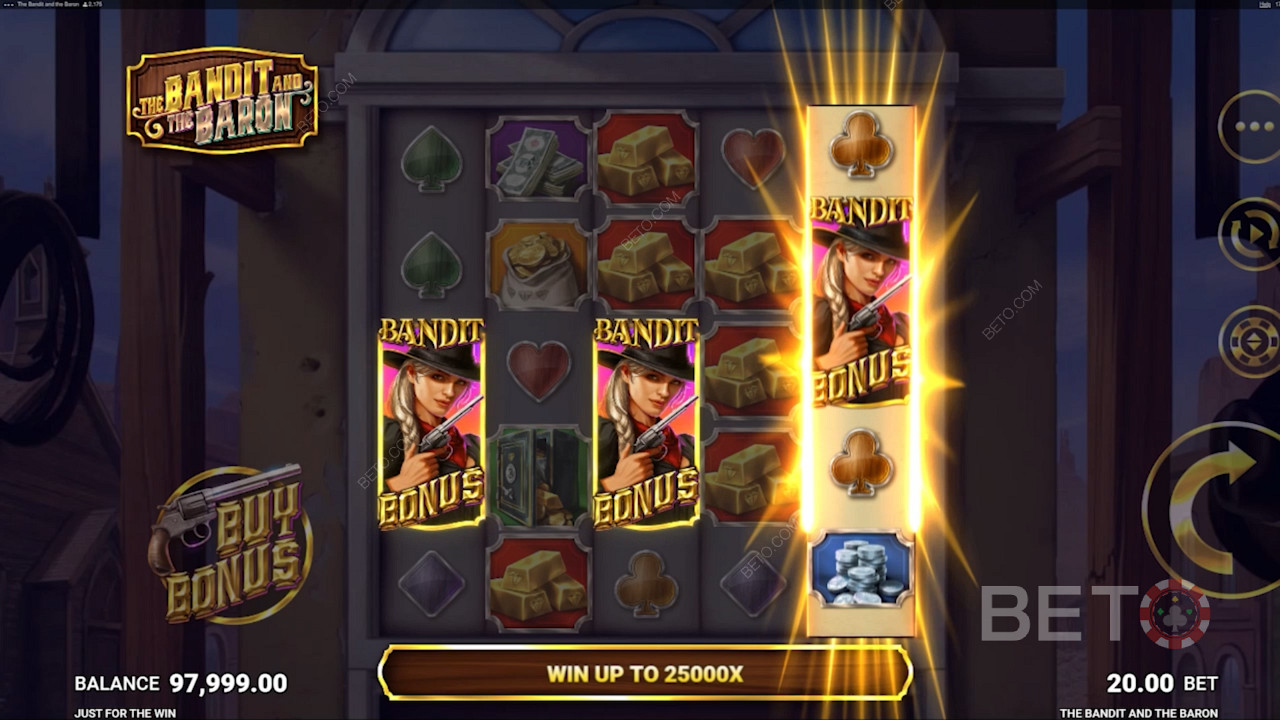 ضع 3 رموز مبعثرة لإلغاء قفل ميزة Bandit Bonus والفوز بالعديد من الجوائز