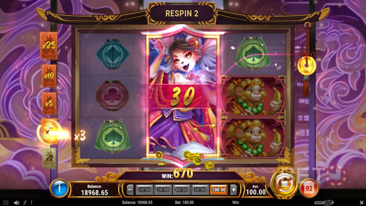 حقق فوزًا مع Inari Stacked Wild وشغل Respins في فتحة Tale of Kyubiko