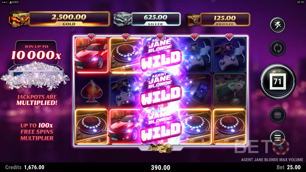استمتع بـ Stacked Wilds في فتحة Agent Jane Blonde Max Volume