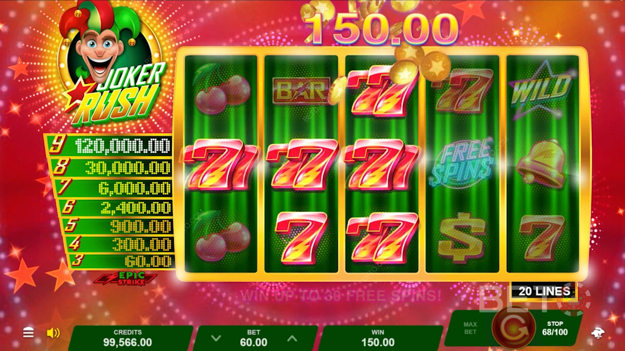 الرقم 7 هو رمز Wild في الفتحة المجانية لـ Joker Rush