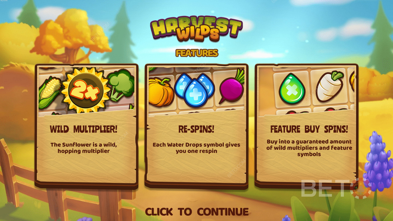 استمتع بميزة Wild Multipliers و Respins و Bonus Buy في فتحة Harvest Wilds