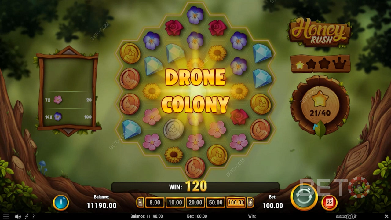 يتم تشغيل ميزة Drone Colony من خلال Honey Rush Meter بالقرب من البكرات