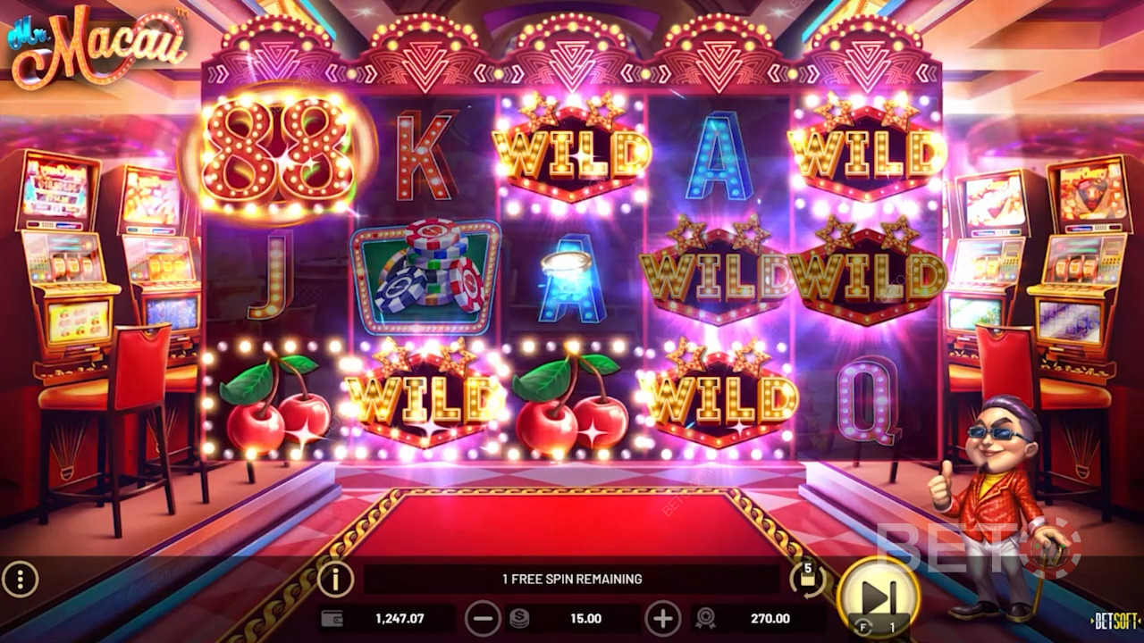 استمتع بـ Sticky Wilds في Free Spins في فتحة السيد Macau عبر الإنترنت