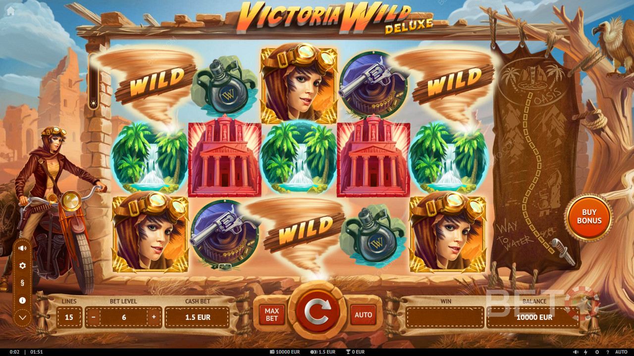 اربح ما يصل إلى 25000 ضعف من حصتك في ماكينة القمار Victoria Wild Deluxe