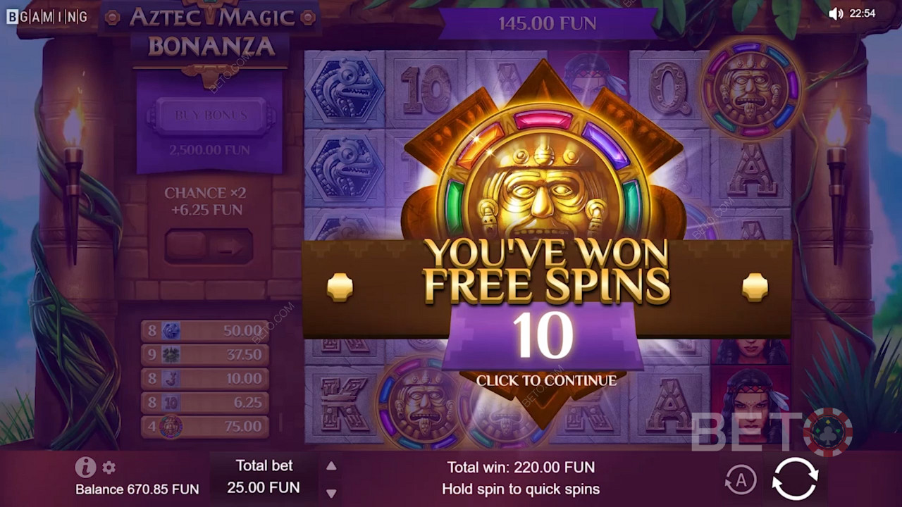 اربح الكثير في Free Spins في فتحة كازينو Aztec Magic Bonanza