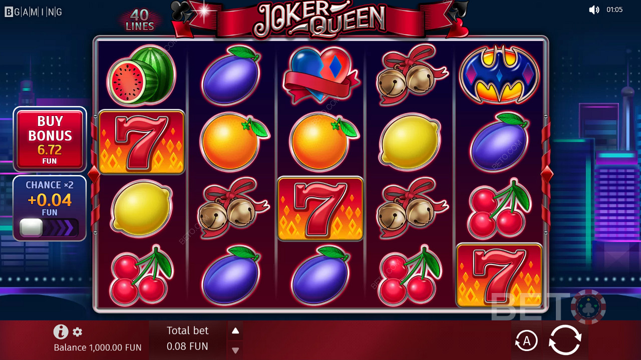 يتميز عرض Joker Queen بمتوسط ​​96٪ من RTP وتباين متوسط ​​إلى مرتفع