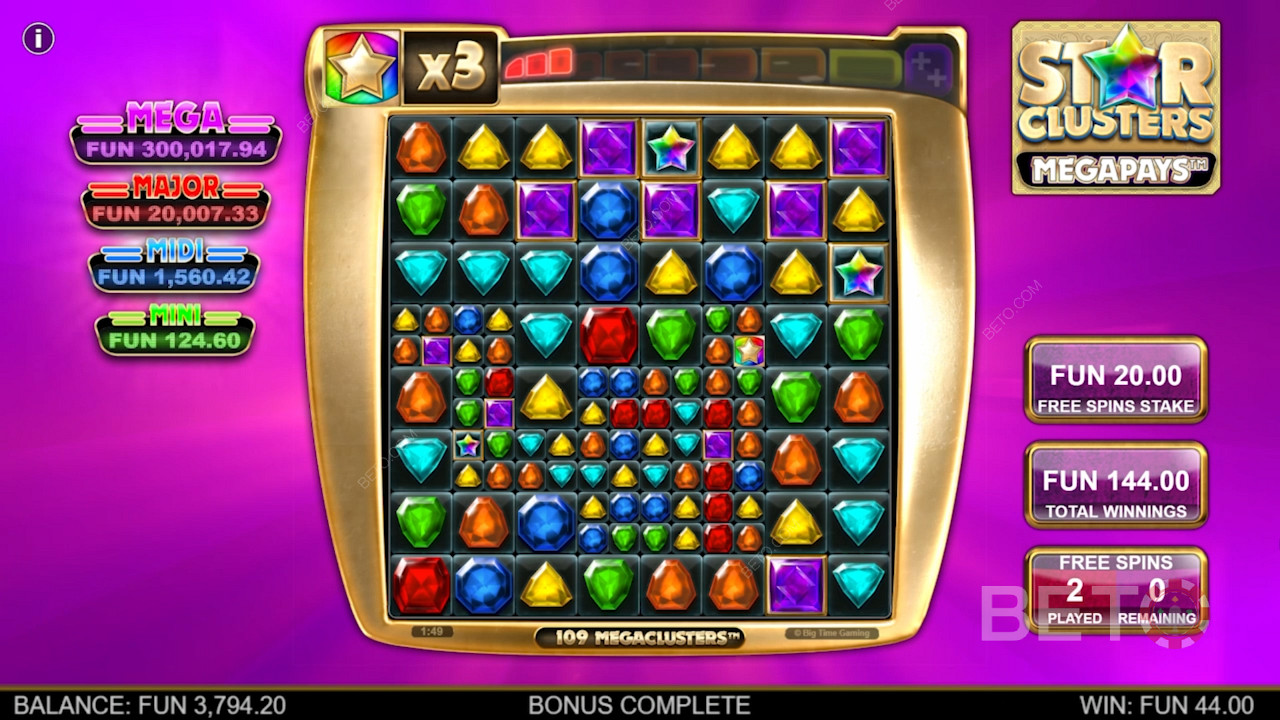 يمكن أن تتسع البكرات حتى 16x16 أثناء ميزة Free Spins
