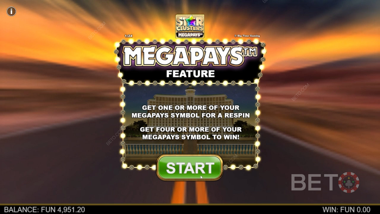 اربح الجوائز من خلال ميزة Megapays في فتحة Star Clusters Megapays