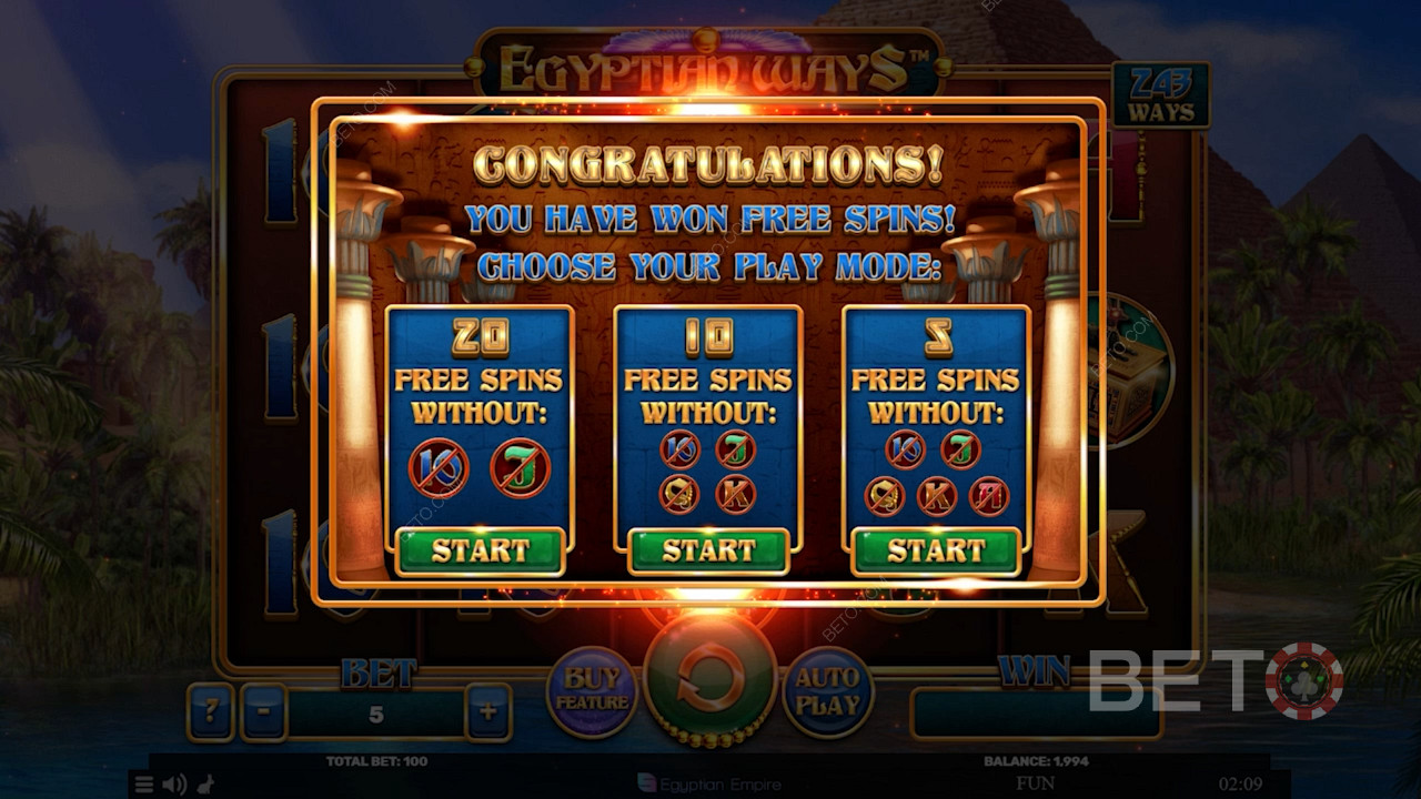 ليس واحدًا أو اثنين ، ولكن ثلاثة أوضاع Free Spin مختلفة متاحة عند تنشيطها