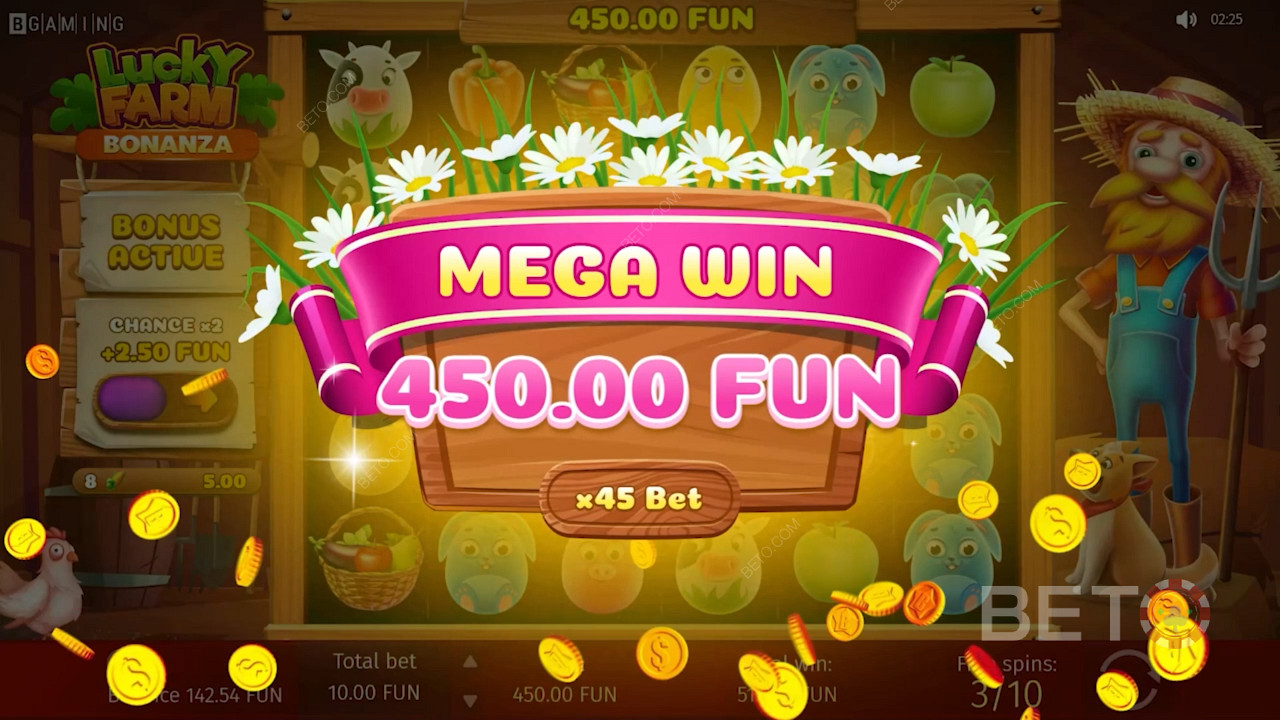 احصل على ربح رائع يفوز في لعبة كازينو Lucky Farm Bonanza