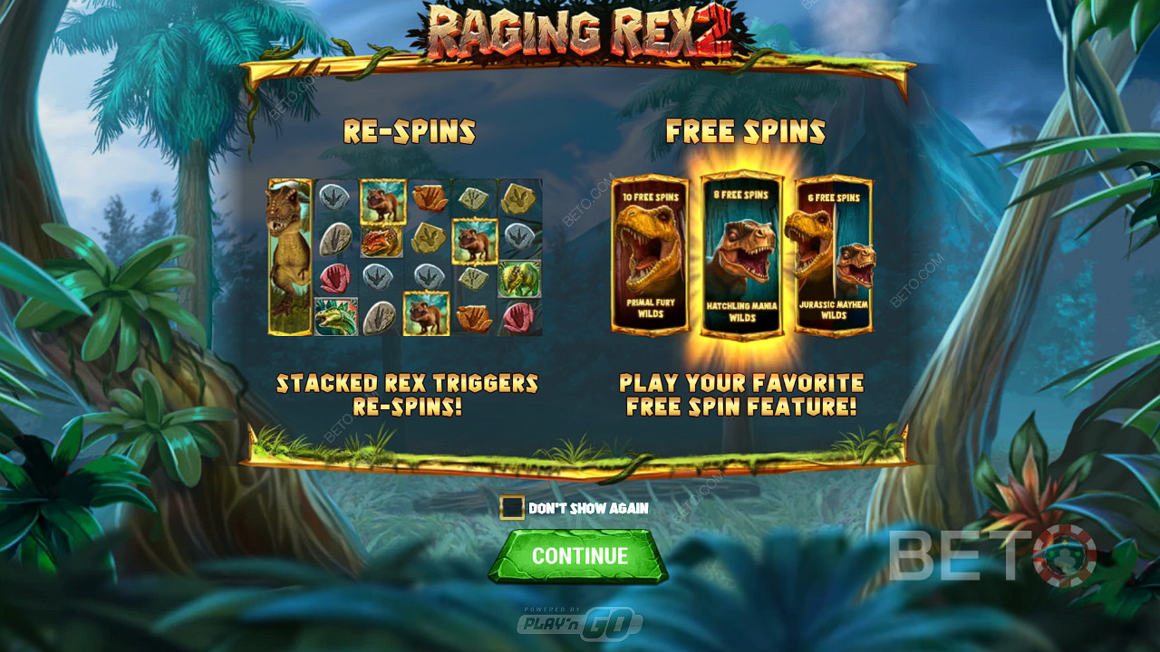 استمتع بـ Respins و 3 أنواع من اللفات المجانية في فتحة Raging Rex 2