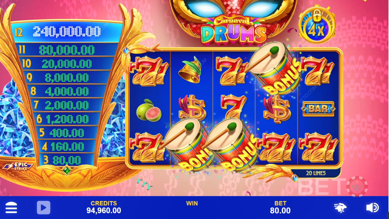 مراجعة طبول الكرنفال من BETO Slots