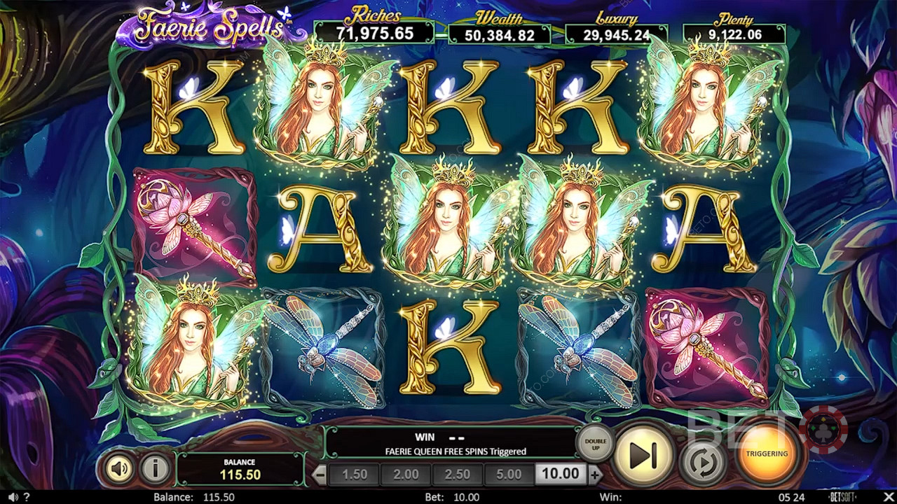 3 أو أكثر من رموز Faerie Queen ستطلق جولة Free Spins