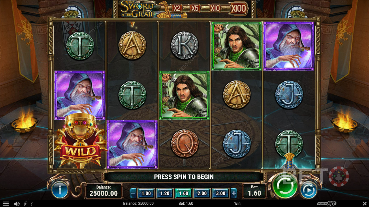 قد يظهر Wild بمضاعف يصل إلى 100x في فتحة The Sword و The Grail