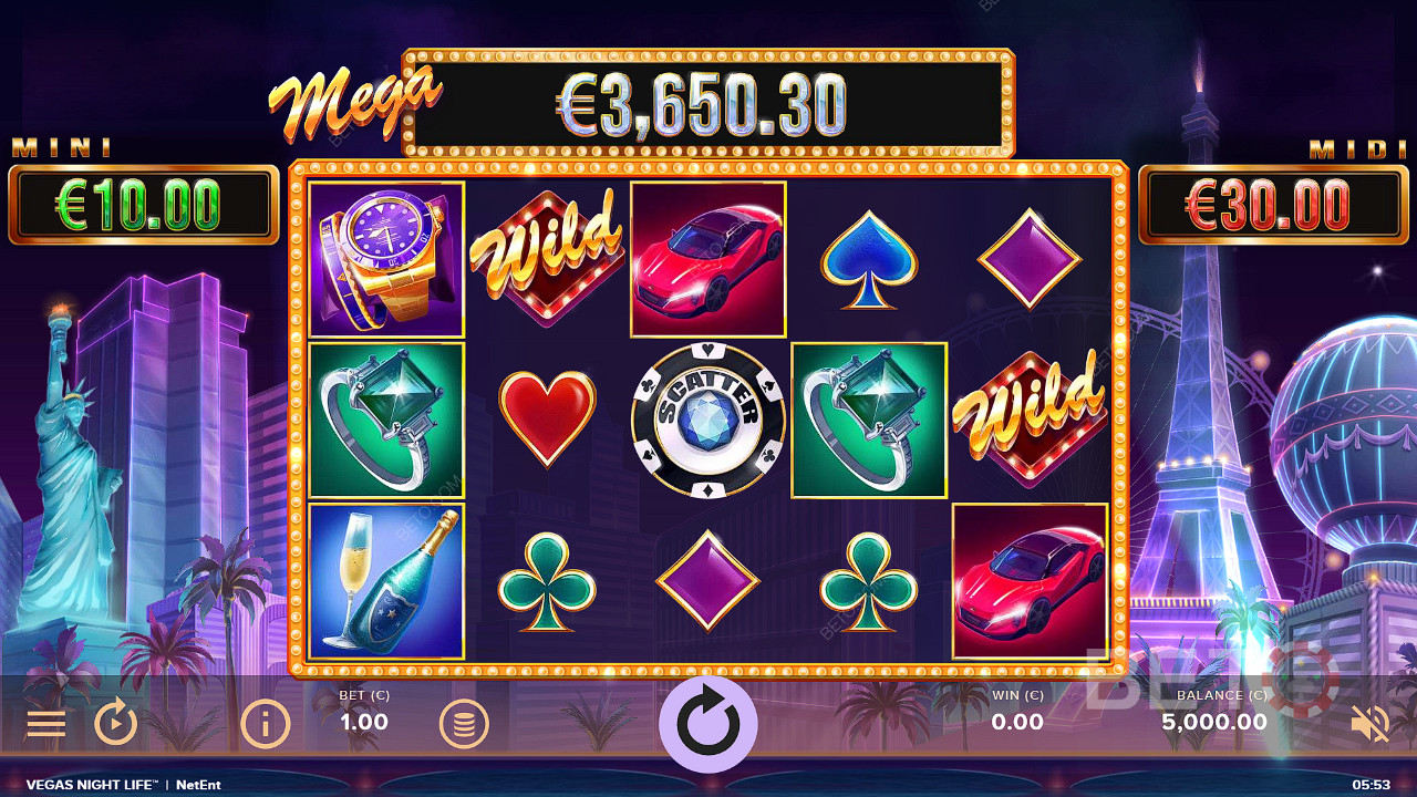يستمر Mega Jackpot في الزيادة في فتحة Vegas Night Life