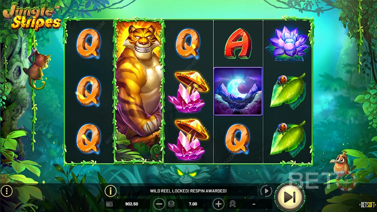 جائزة Jungle King Wilds تحقق انتصارات كبيرة من خلال Respins في ماكينة القمار Jungle Stripes