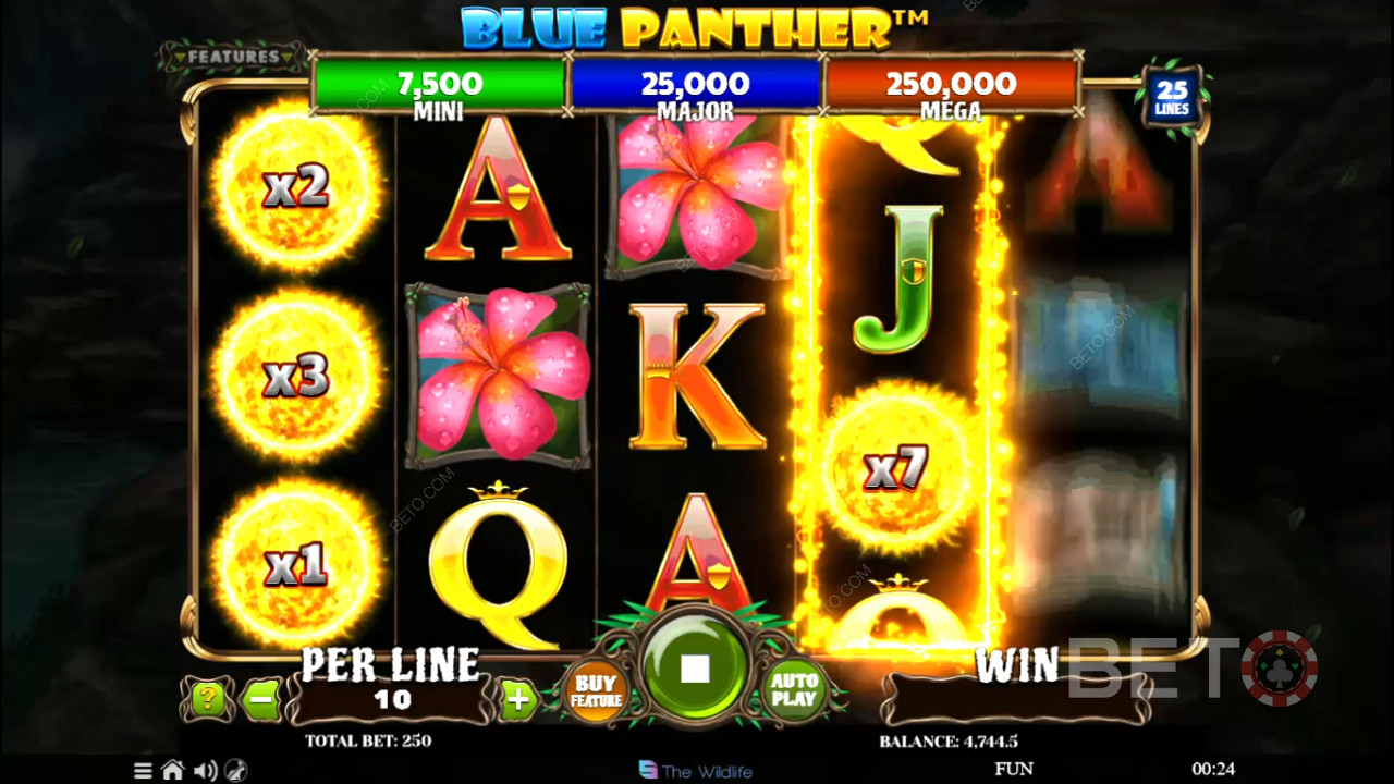 اصطدم بستة أو أكثر من Sun Scatters لتفعيل وضع Hold and Win Bonus Game