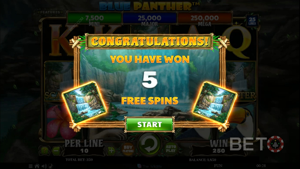 احصل على 5 دورات مجانية إضافية عن طريق فتح وضع مكافأة Fee Spins