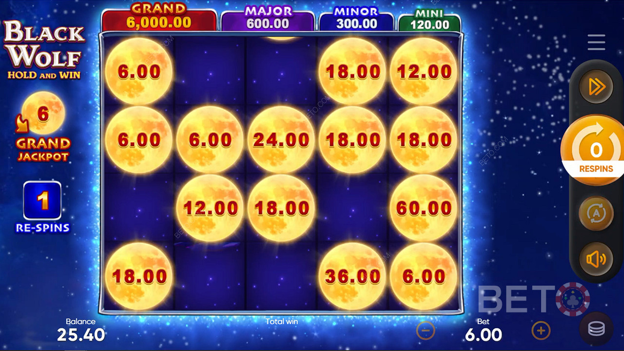 يمنحك لعب Black Wolf فرصة لربح Grand Jackpot بقيمة 1000 ضعف إجمالي الرهان