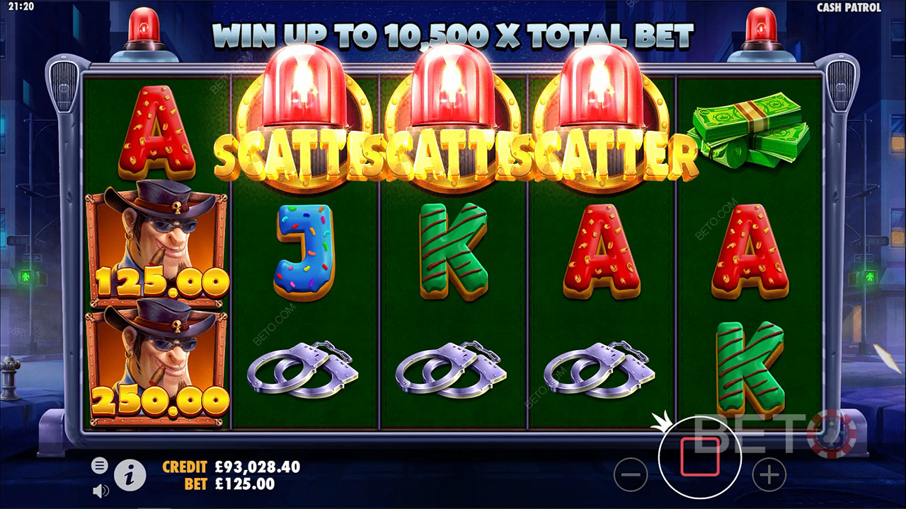 ضع ثلاثة رموز مبعثرة أو أكثر لفتح ميزة Free Spins وكسب مكافآت ممتعة