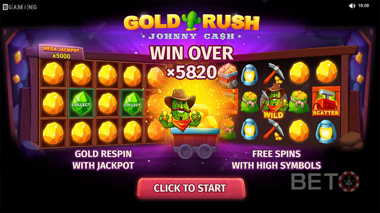 استمتع بـ Respins و Free Spins برموز عالية الأجر في Gold Rush مع فتحة Johnny Cash
