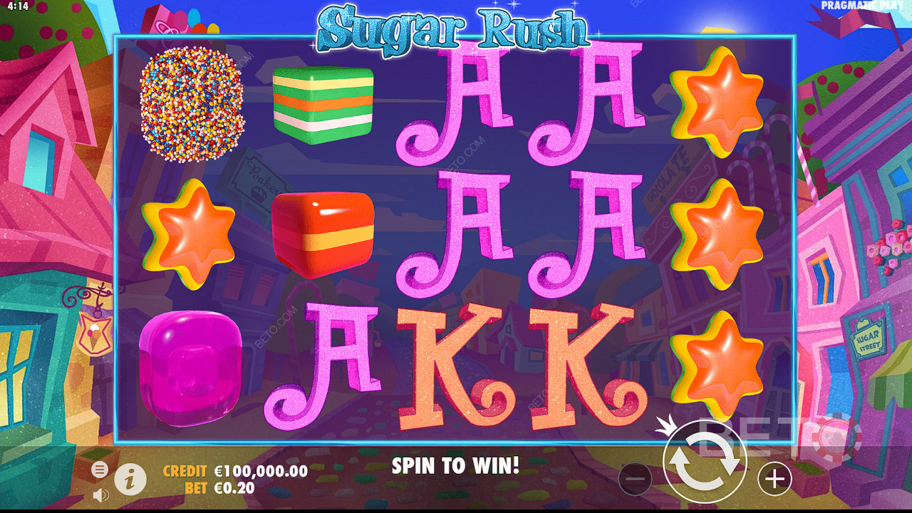 استمتع بموضوع حلو وجميل! العب ماكينة القمار Sugar Rush اليوم في BETO!