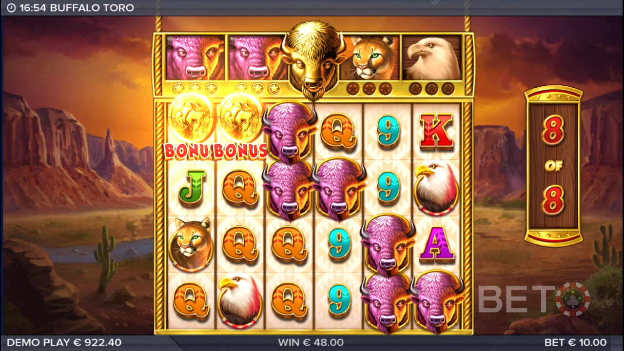 قم بترقية الرموز عالية الأجر إلى رموز جاموس أثناء مكافأة Free Spins