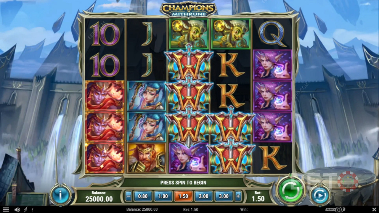 يمكن تشغيل الميزات العشوائية في أي دوران في ماكينة سلوت Champions of Mithrune